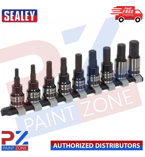 Sealey AK7986 9pc 3/8"Sq Drive Hex Key Socket Bit Set - Black Series